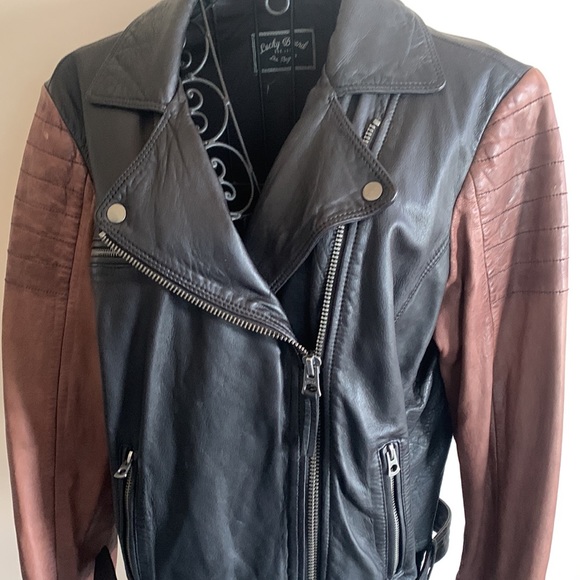 Lucky Brand leather moto jacket large - Picture 2 of 5